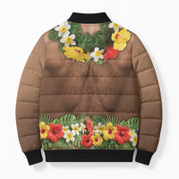 Muscle Hairy Hawaii 3D Funny Graphic Bomber Puffer Jacket Six Pack Abs Flower Lei Luau Prank DT05 - Polynesian Pride