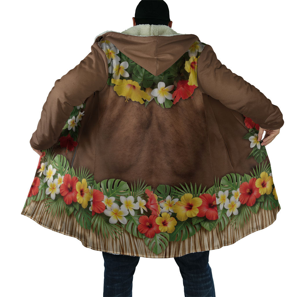 Muscle Hairy Hawaii 3D Funny Graphic Cloak Six Pack Abs Flower Lei Luau Prank DT05 - Polynesian Pride