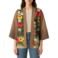 Muscle Hairy Hawaii 3D Funny Graphic Kimono Six Pack Abs Flower Lei Luau Prank DT05 - Polynesian Pride