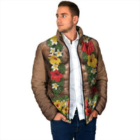 Muscle Hairy Hawaii 3D Funny Graphic Padded Jacket Six Pack Abs Flower Lei Luau Prank DT05 - Polynesian Pride