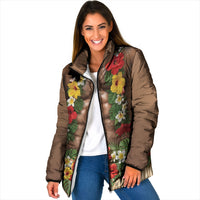 Muscle Hairy Hawaii 3D Funny Graphic Padded Jacket Six Pack Abs Flower Lei Luau Prank DT05 Women Beige - Polynesian Pride