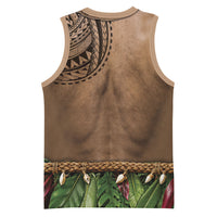 Warrior Muscle Tattoo 3D Funny Graphic Basketball Jersey Six Pack Abs Bone Necklace Leaf Skirt DT05 - Polynesian Pride
