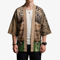 Warrior Muscle Tattoo 3D Funny Graphic Kimono Six Pack Abs Bone Necklace Leaf Skirt DT05 - Polynesian Pride