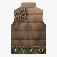 Warrior Muscle Tattoo 3D Funny Graphic Sleeveless Puffer Jacket Six Pack Abs Bone Necklace Leaf Skirt DT05 - Polynesian Pride