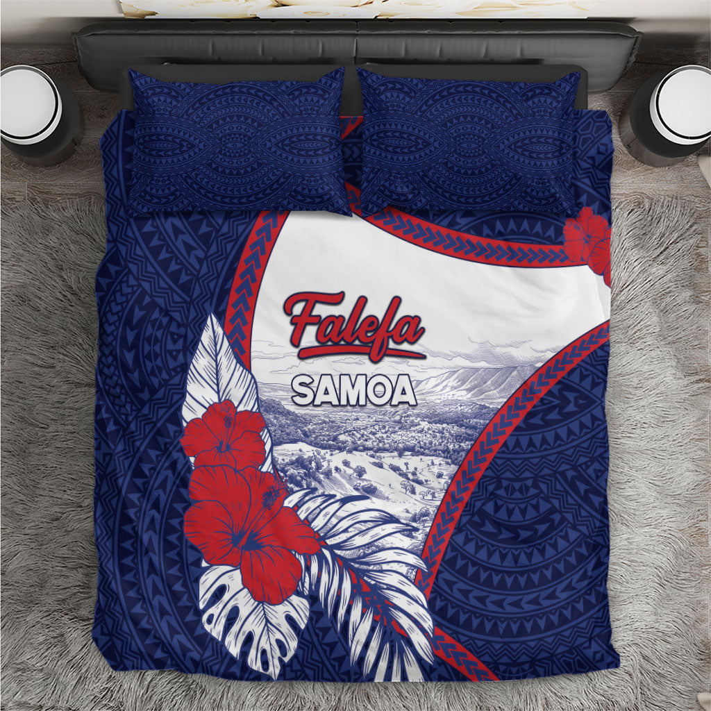 Falefa Samoa Village Bedding Set Valley Polynesian Tribal Hibiscus Floral DT05 Navy - Polynesian Pride