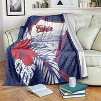 Falefa Samoa Village Blanket Valley Polynesian Tribal Hibiscus Floral DT05 Navy - Polynesian Pride