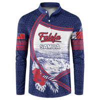 Personalised Falefa Samoa Village Button Sweatshirt Valley Polynesian Tribal Hibiscus Floral DT05 Navy - Polynesian Pride