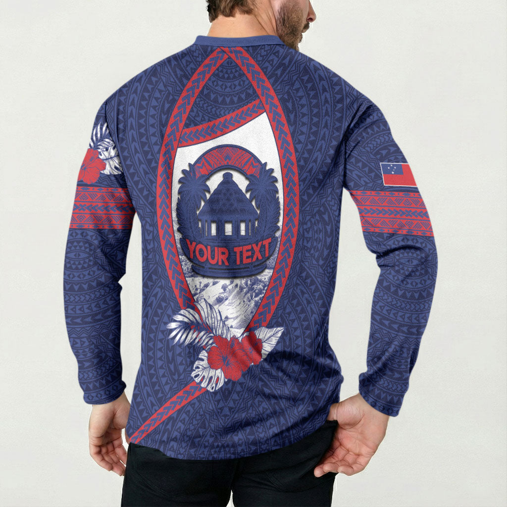Personalised Falefa Samoa Village Button Sweatshirt Valley Polynesian Tribal Hibiscus Floral DT05 - Polynesian Pride