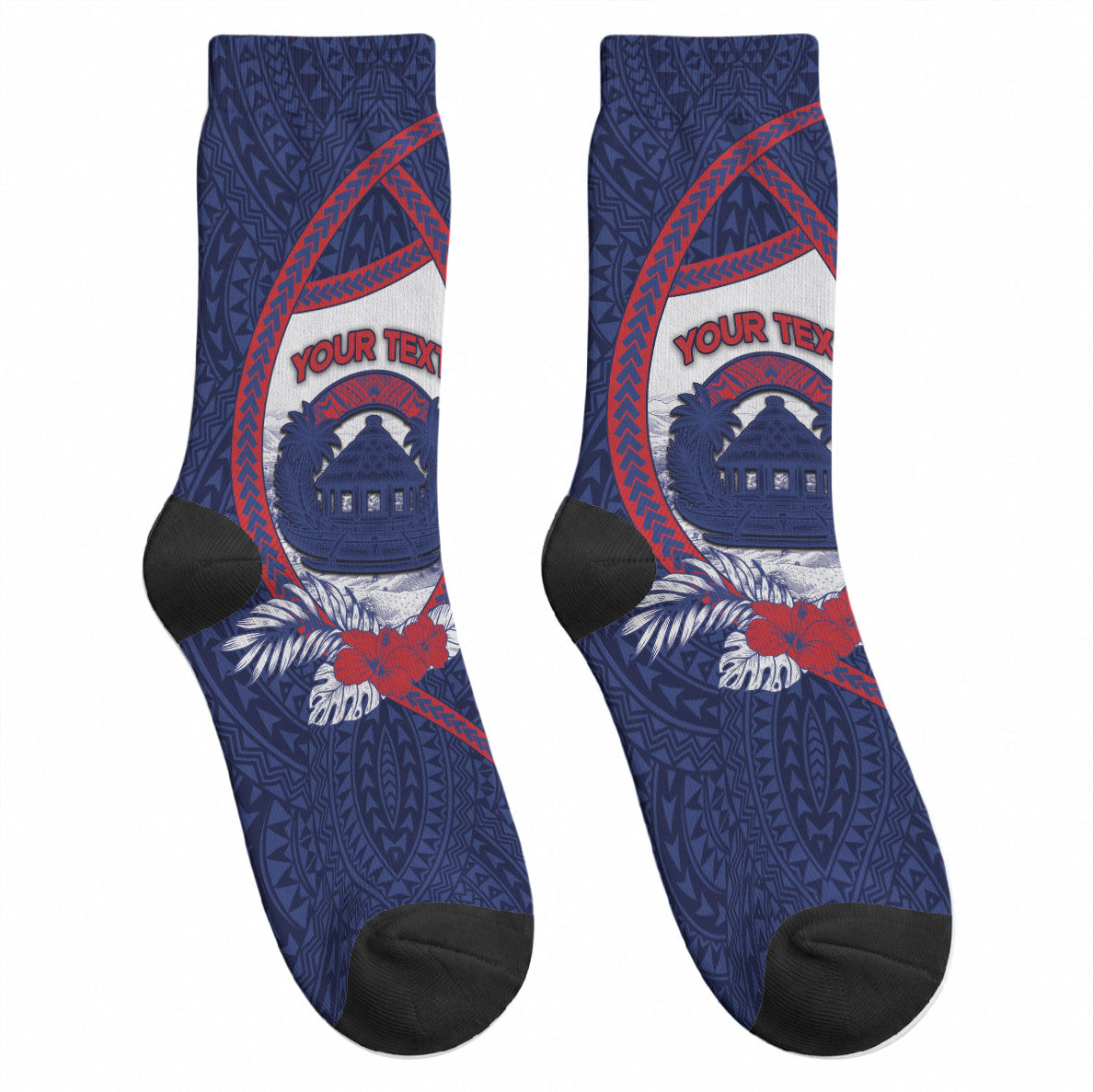 Personalised Falefa Samoa Village Crew Socks Valley Polynesian Tribal Hibiscus Floral DT05 - Polynesian Pride