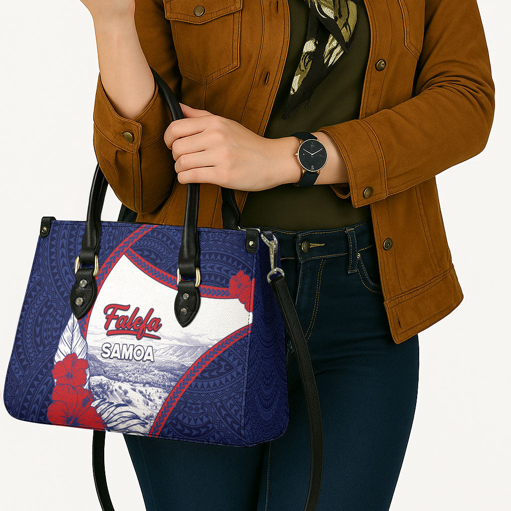 Falefa Samoa Village Leather Bag Valley Polynesian Tribal Hibiscus Floral DT05 - Polynesian Pride