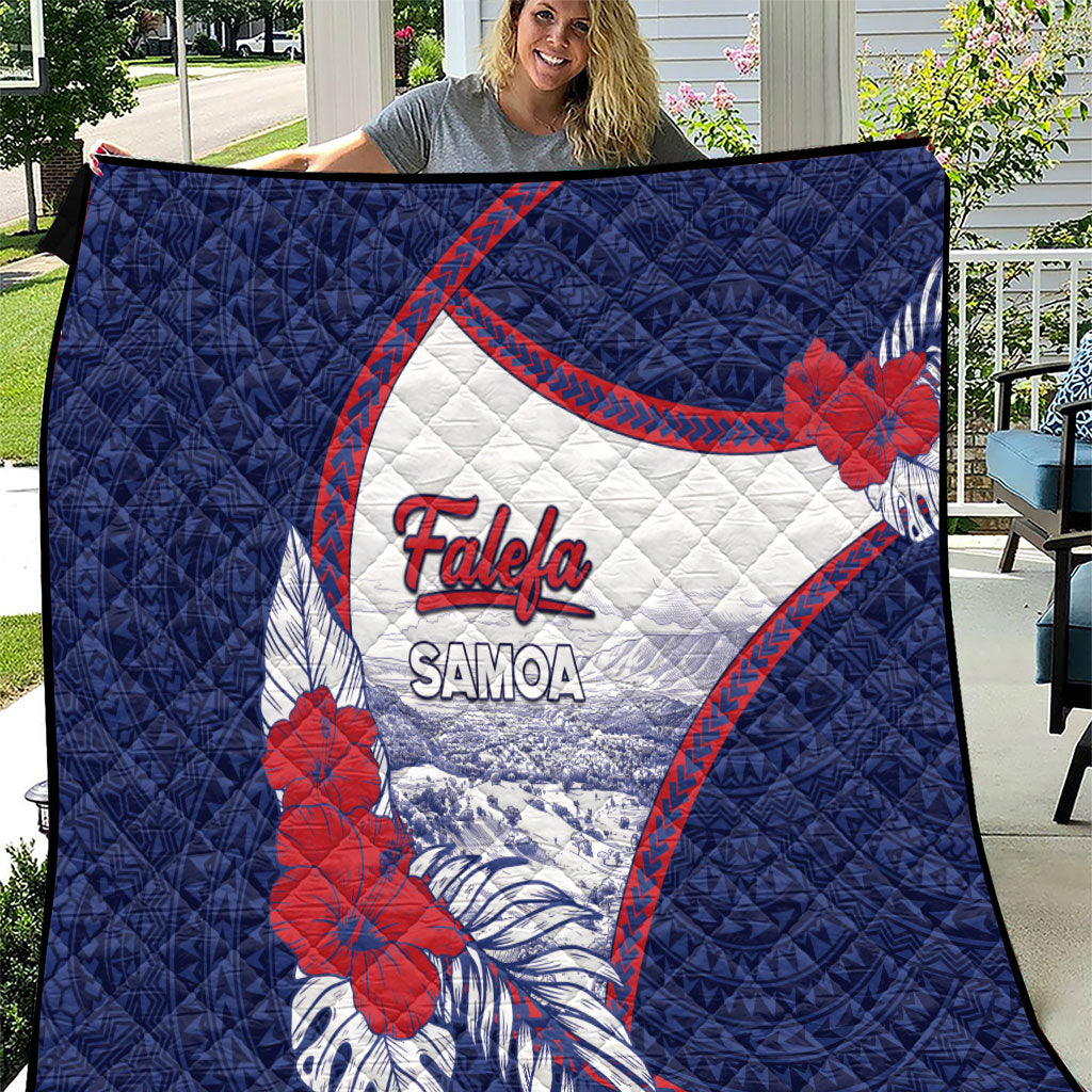 Falefa Samoa Village Quilt Valley Polynesian Tribal Hibiscus Floral DT05 Navy - Polynesian Pride