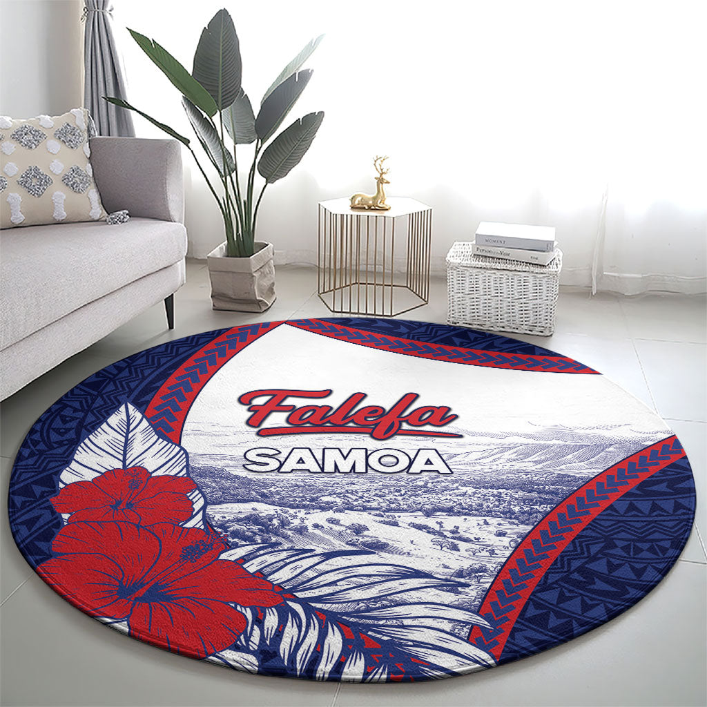 Falefa Samoa Village Round Carpet Valley Polynesian Tribal Hibiscus Floral DT05 - Polynesian Pride