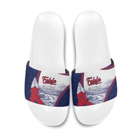 Falefa Samoa Village Slide Sandals Valley Polynesian Tribal Hibiscus Floral DT05 Navy - Polynesian Pride