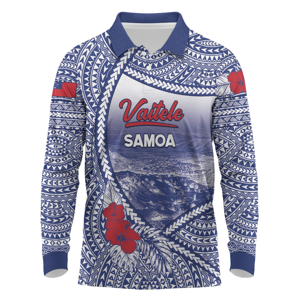 Personalised Vaitele Samoa Village Long Sleeve Polo Shirt Falefa Valley Polynesian Tribal Hibiscus Floral