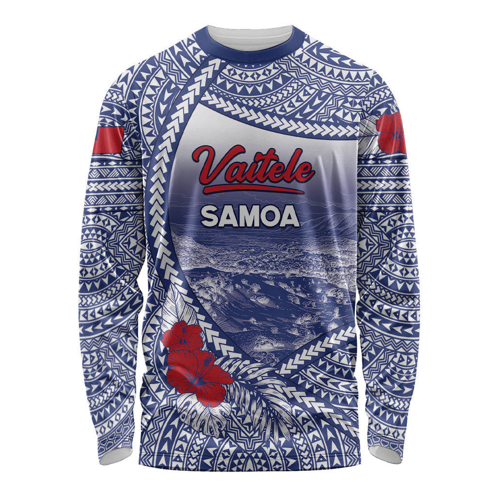 Personalised Vaitele Samoa Village Long Sleeve Shirt Falefa Valley Polynesian Tribal Hibiscus Floral