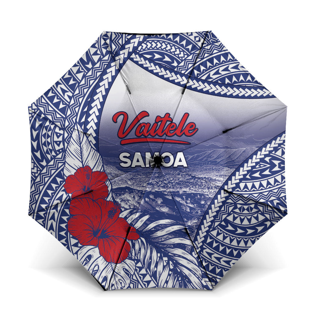 Vaitele Samoa Village Umbrella Falefa Valley Polynesian Tribal Hibiscus Floral DT05 One Size Folded 11.42 inch Opened Diameter 37.4 inch White - Polynesian Pride