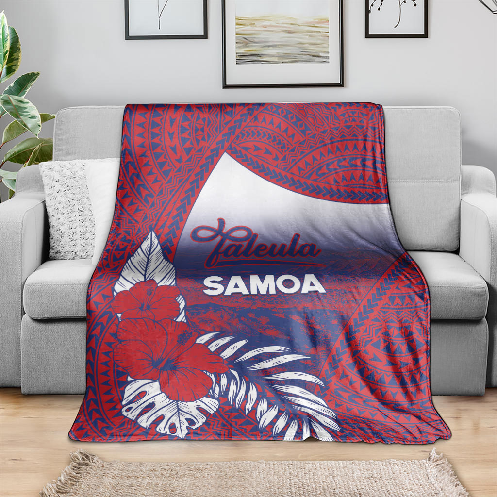 Faleula Samoa Village Blanket Falefa Valley Polynesian Tribal Hibiscus Floral DT05 - Polynesian Pride