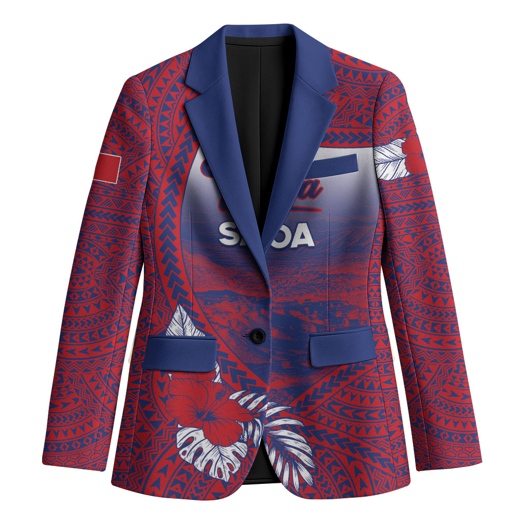 Personalised Faleula Samoa Village Blazer Falefa Valley Polynesian Tribal Hibiscus Floral DT05 Unisex Red - Polynesian Pride