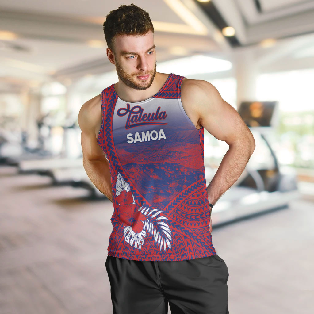 Personalised Faleula Samoa Village Men Tank Top Falefa Valley Polynesian Tribal Hibiscus Floral