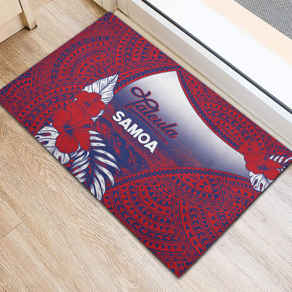 Faleula Samoa Village Rubber Doormat Falefa Valley Polynesian Tribal Hibiscus Floral DT05 - Polynesian Pride