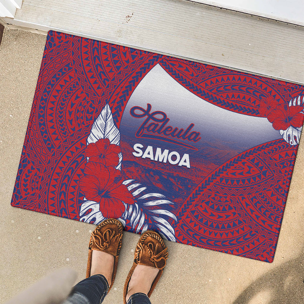 Faleula Samoa Village Rubber Doormat Falefa Valley Polynesian Tribal Hibiscus Floral DT05 - Polynesian Pride