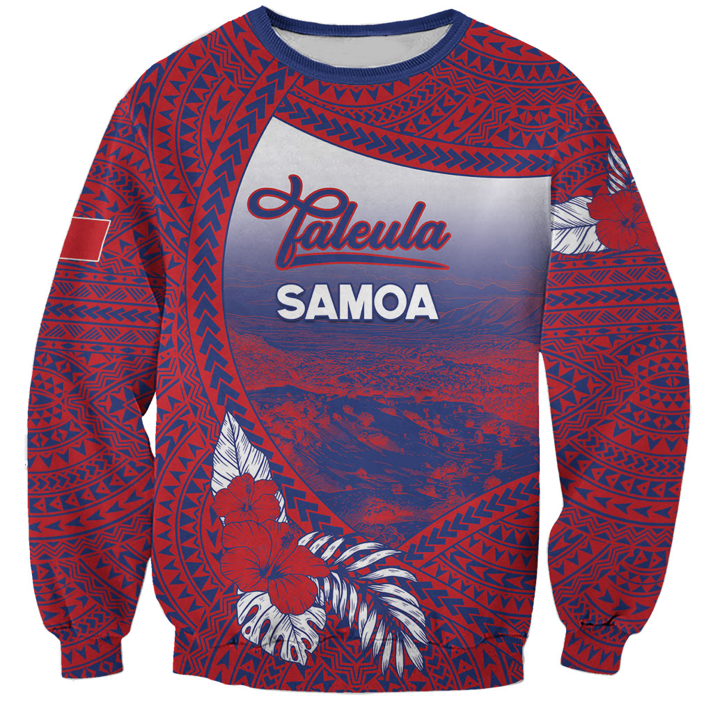 Personalised Faleula Samoa Village Sweatshirt Falefa Valley Polynesian Tribal Hibiscus Floral DT05 Unisex Red - Polynesian Pride