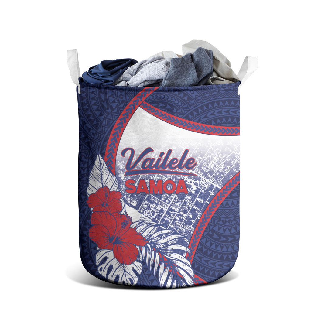 Vailele Samoa Village Laundry Basket Map Polynesian Tribal Hibiscus Floral DT05 - Polynesian Pride
