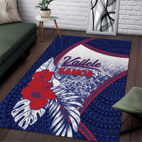 Vailele Samoa Village Area Rug Map Polynesian Tribal Hibiscus Floral DT05 Navy - Polynesian Pride