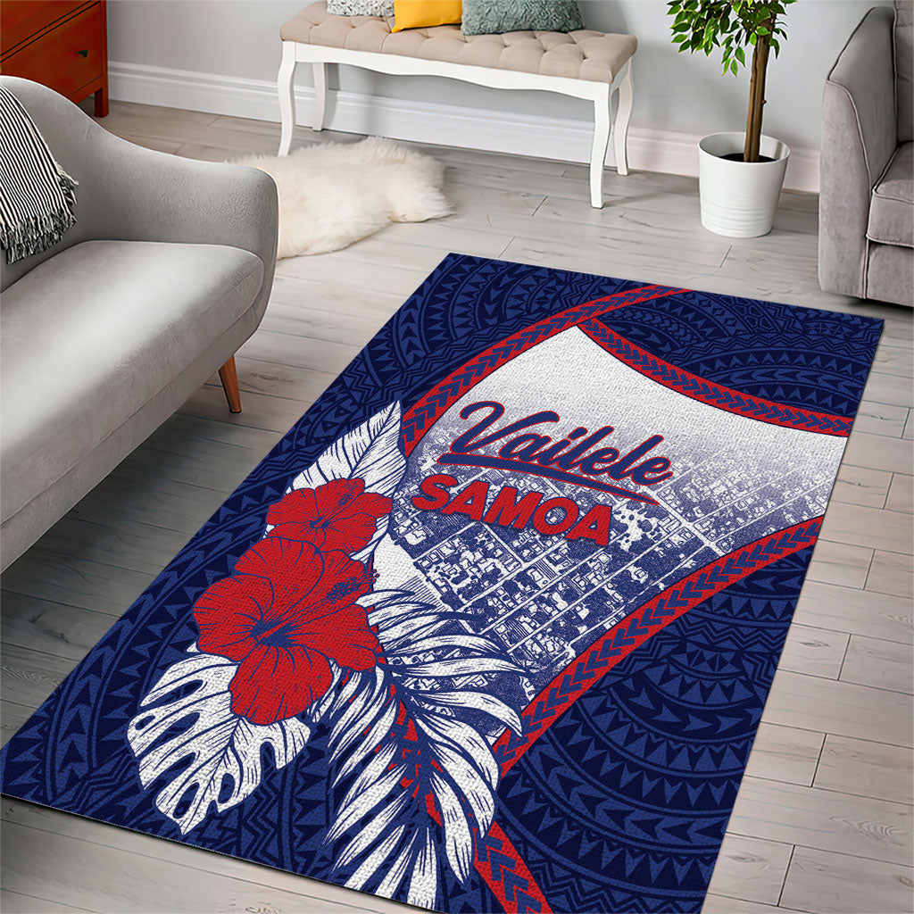 Vailele Samoa Village Area Rug Map Polynesian Tribal Hibiscus Floral DT05 - Polynesian Pride