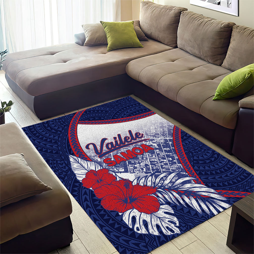 Vailele Samoa Village Area Rug Map Polynesian Tribal Hibiscus Floral DT05 - Polynesian Pride