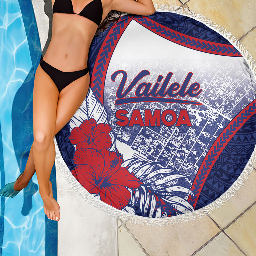 Vailele Samoa Village Beach Blanket Map Polynesian Tribal Hibiscus Floral DT05 - Polynesian Pride