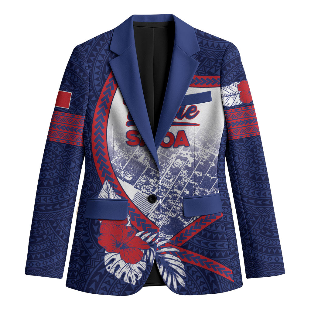 Personalised Vailele Samoa Village Blazer Map Polynesian Tribal Hibiscus Floral DT05 Unisex Navy - Polynesian Pride