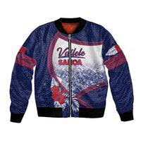 Personalised Vailele Samoa Village Bomber Jacket Map Polynesian Tribal Hibiscus Floral DT05 Unisex Navy - Polynesian Pride