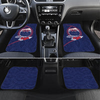 Personalised Vailele Samoa Village Car Mats Map Polynesian Tribal Hibiscus Floral DT05 Set 4pcs Navy - Polynesian Pride