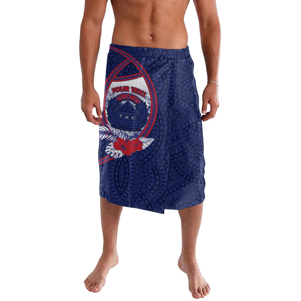 Personalised Vailele Samoa Village Lavalava Map Polynesian Tribal Hibiscus Floral DT05 Navy - Polynesian Pride