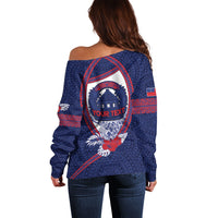Personalised Vailele Samoa Village Off Shoulder Sweater Map Polynesian Tribal Hibiscus Floral DT05 - Polynesian Pride