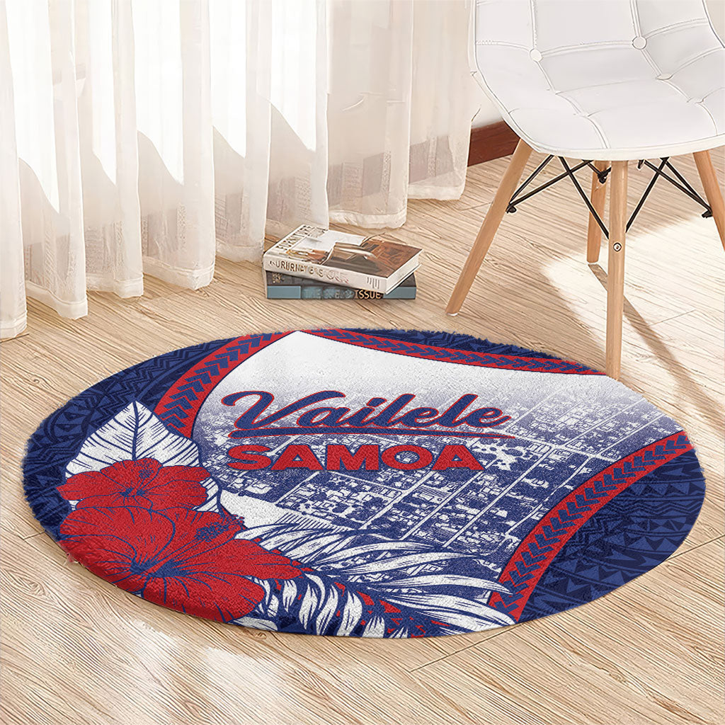 Vailele Samoa Village Round Carpet Map Polynesian Tribal Hibiscus Floral DT05 - Polynesian Pride