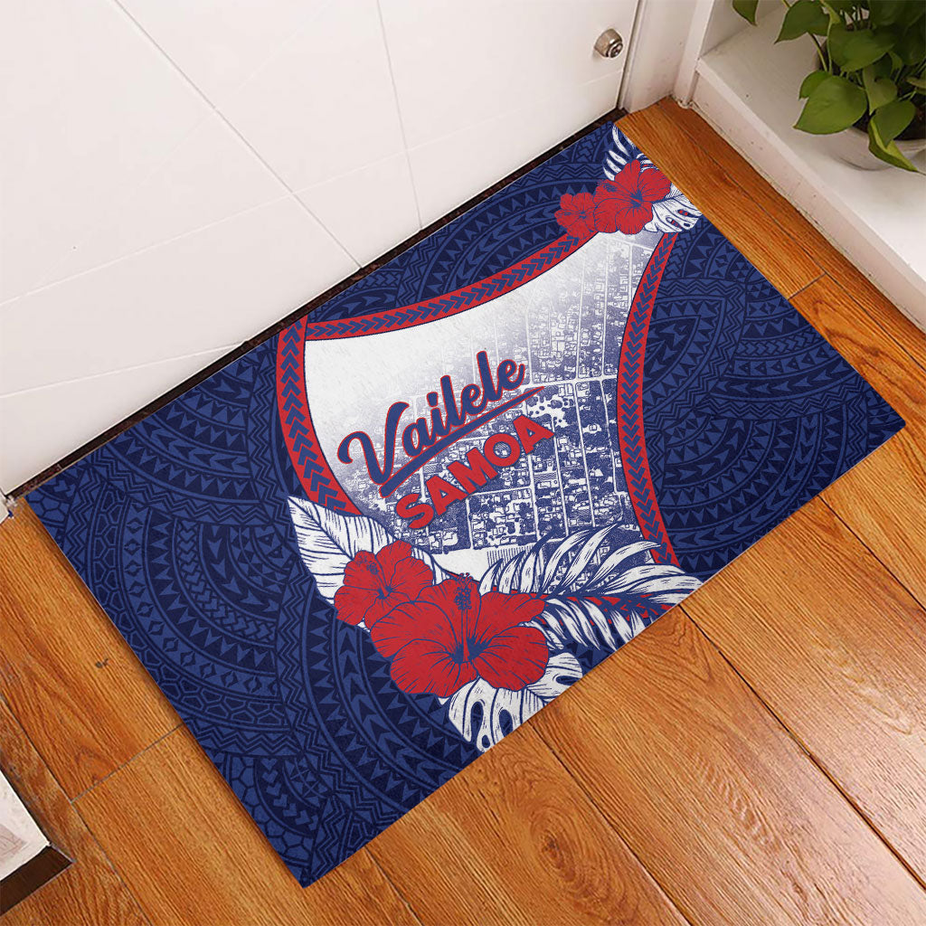 Vailele Samoa Village Rubber Doormat Map Polynesian Tribal Hibiscus Floral DT05 - Polynesian Pride
