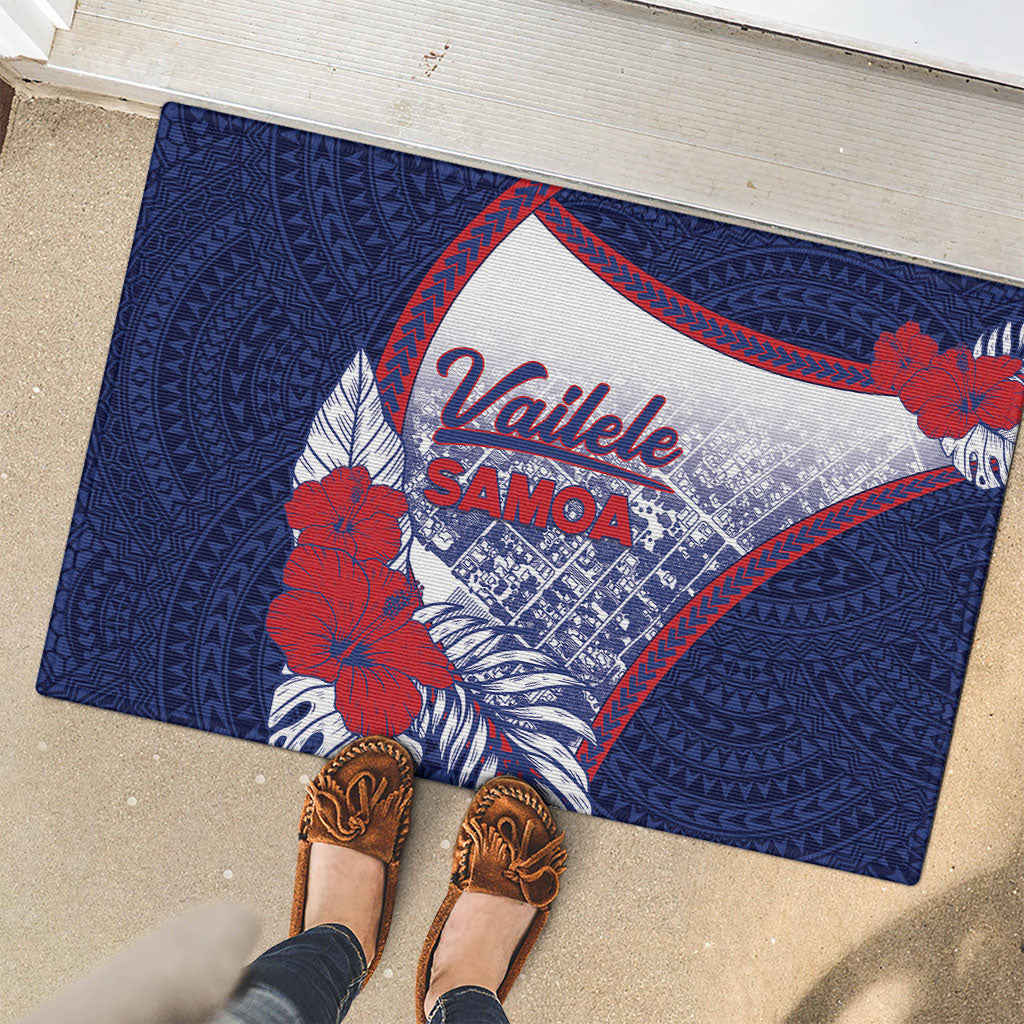 Vailele Samoa Village Rubber Doormat Map Polynesian Tribal Hibiscus Floral DT05 - Polynesian Pride