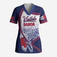 Personalised Vailele Samoa Village Scrub Top Map Polynesian Tribal Hibiscus Floral DT05 Adult Navy - Polynesian Pride