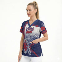 Personalised Vailele Samoa Village Scrub Top Map Polynesian Tribal Hibiscus Floral DT05 - Polynesian Pride