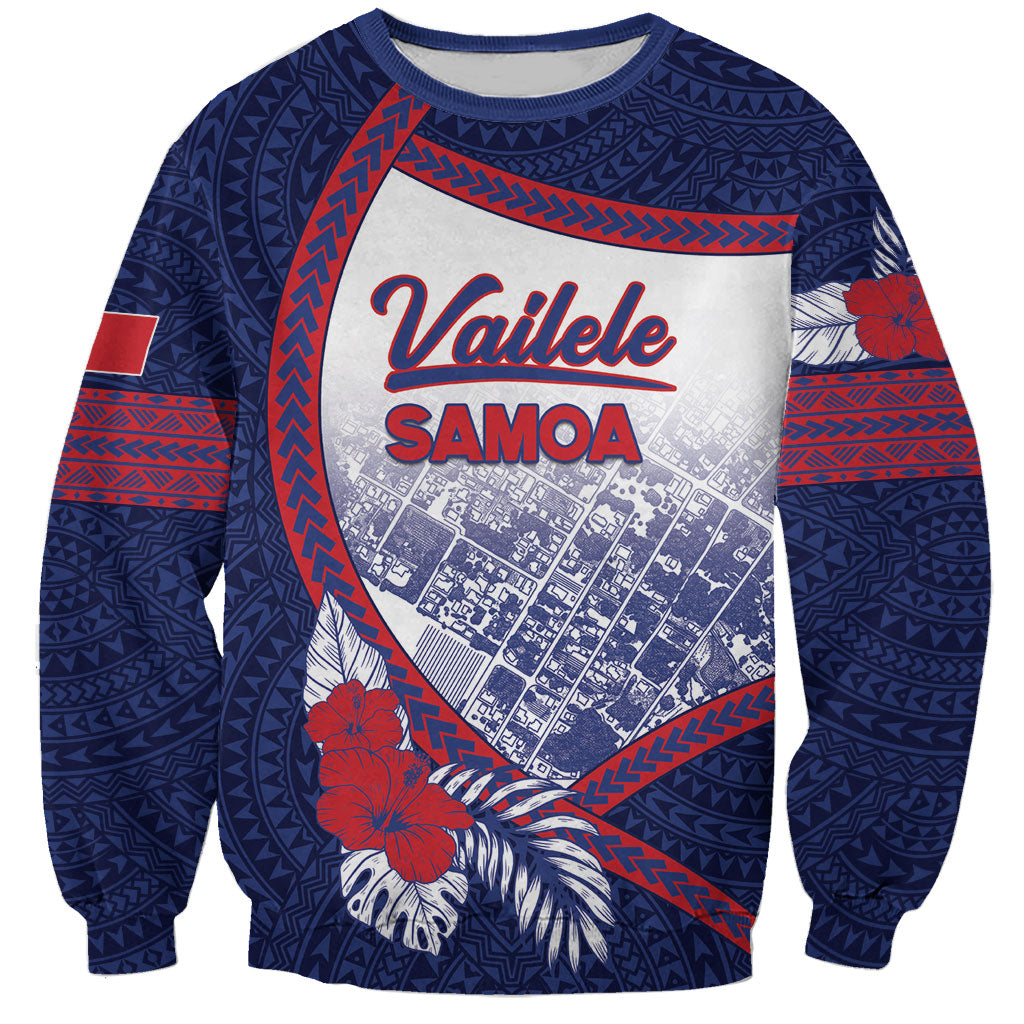 Personalised Vailele Samoa Village Sweatshirt Map Polynesian Tribal Hibiscus Floral DT05 Unisex Navy - Polynesian Pride