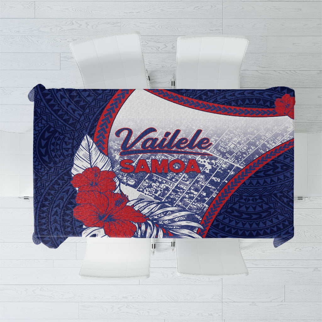 Vailele Samoa Village Tablecloth Map Polynesian Tribal Hibiscus Floral