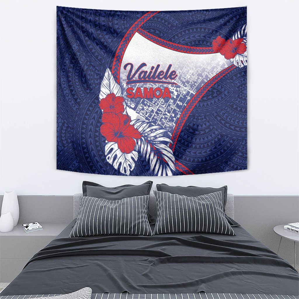 Vailele Samoa Village Tapestry Map Polynesian Tribal Hibiscus Floral DT05 - Polynesian Pride