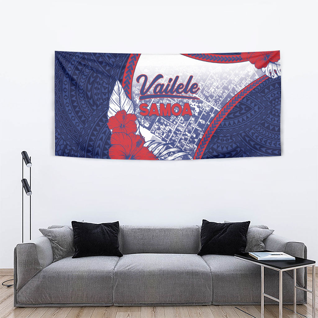 Vailele Samoa Village Tapestry Map Polynesian Tribal Hibiscus Floral DT05 - Polynesian Pride