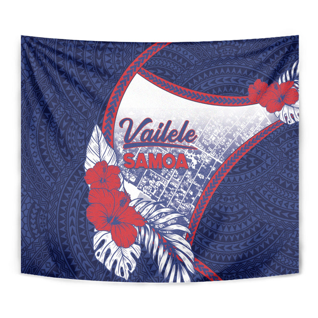 Vailele Samoa Village Tapestry Map Polynesian Tribal Hibiscus Floral DT05 - Polynesian Pride