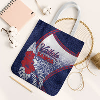 Vailele Samoa Village Tote Bag Map Polynesian Tribal Hibiscus Floral DT05 White Strap One Size Navy - Polynesian Pride
