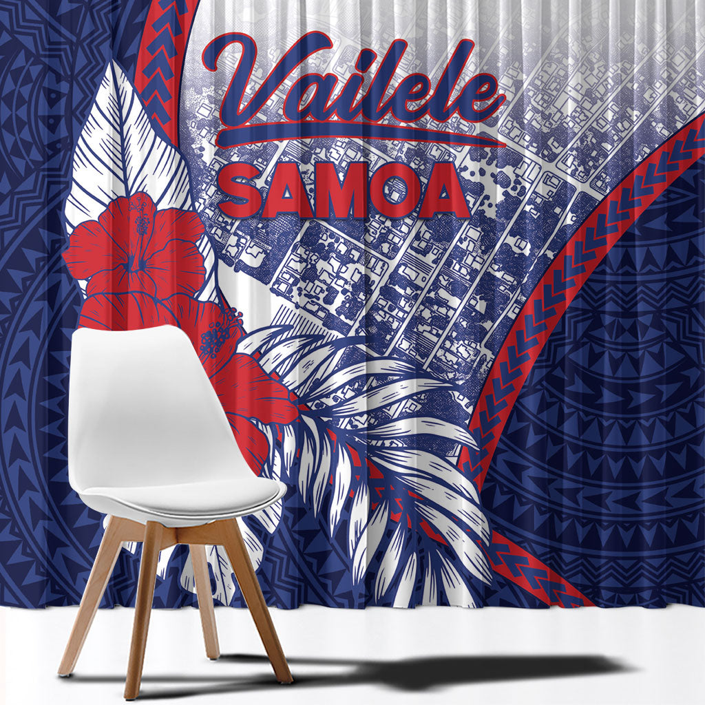 Vailele Samoa Village Window Curtain Map Polynesian Tribal Hibiscus Floral DT05 - Polynesian Pride