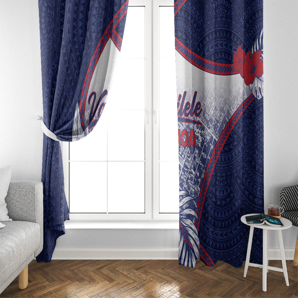 Vailele Samoa Village Window Curtain Map Polynesian Tribal Hibiscus Floral DT05 - Polynesian Pride