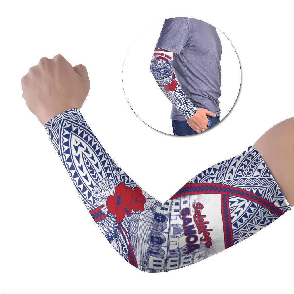 Personalised Salelologa Samoa Village Arm Sleeves Polynesian Tribal Church Landmark Hibiscus Floral